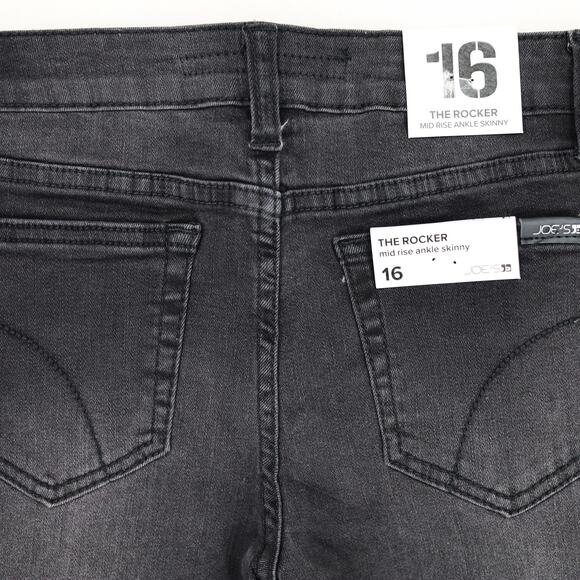 Joe's Girls Charcoal Denim The Rocker Frayed Ankle Skinny Jeans Big Kids Size 16 - Picture 4 of 4